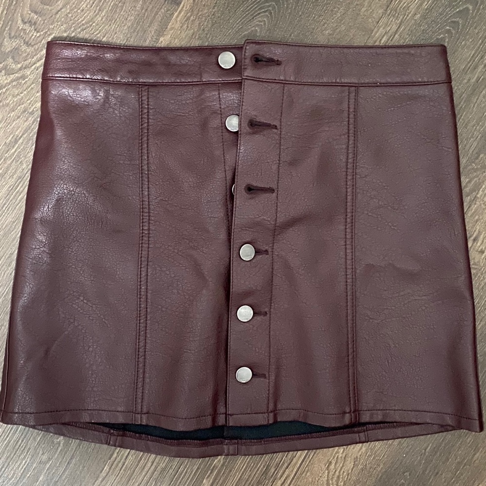 Express faux leather button-up skirt
